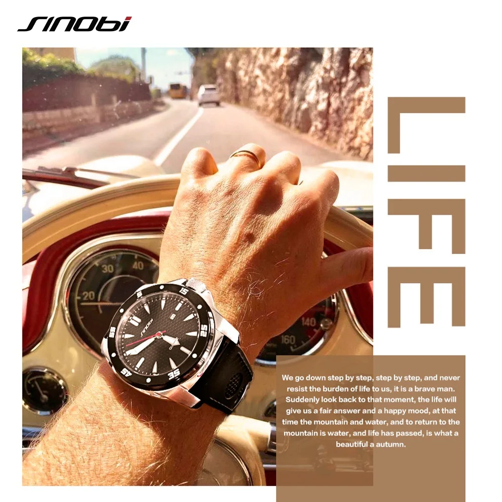 SINOBI Мужские Спортивные 3ATM водостойкие часы лучший бренд класса люкс календари