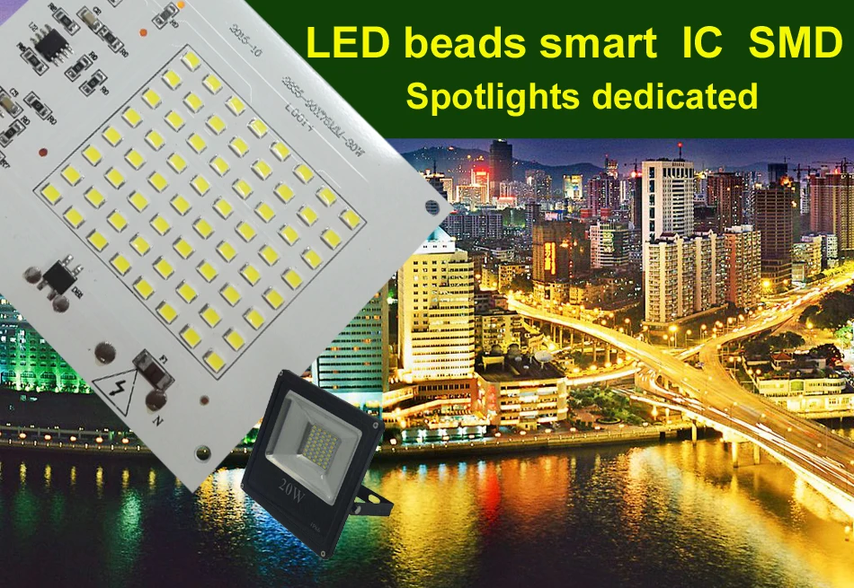 DIY светодиодный Лампа накаливания SMD 10W 20W 30W 50W светильник чип 230V Вход непосредственно умная ИС(интеграционная схема) подходит для DIY светодиодный прожектор светильник Холодный белый/теплый белый/белый