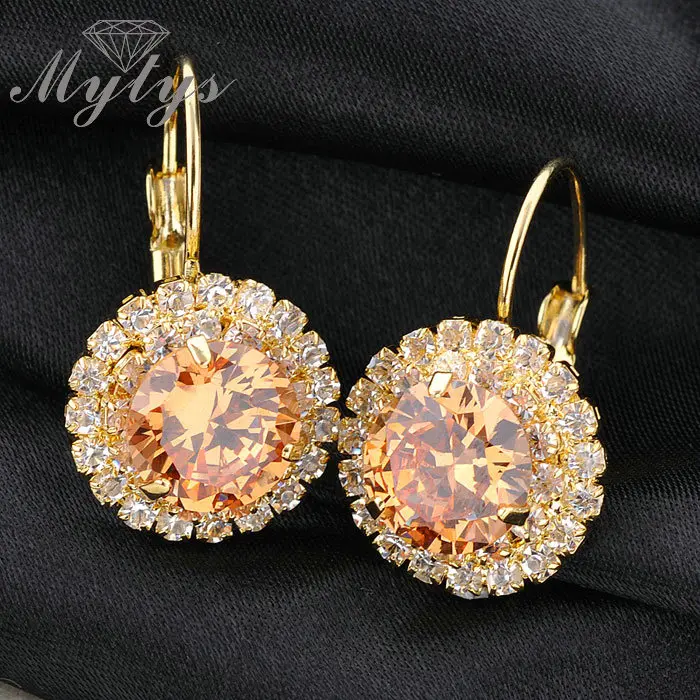 Серьги Mytys с кристаллами для женщин, круглые серьги, разноцветные модные серьги с кристаллами E176 E177 E178 E179