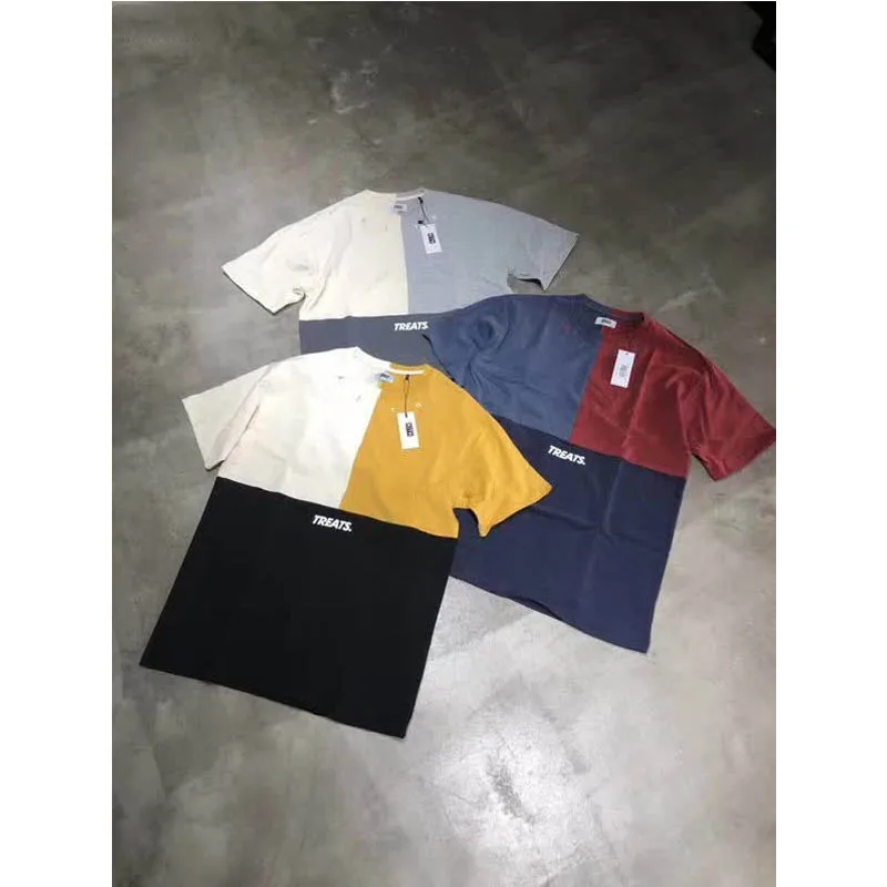 Футболки KITH TREATS,, TRI-BLOCK, цветные, из кусков, хлопок, KITH, футболка для мужчин, женщин, 1:1, свободные, Япония, TREATS, топ, футболка