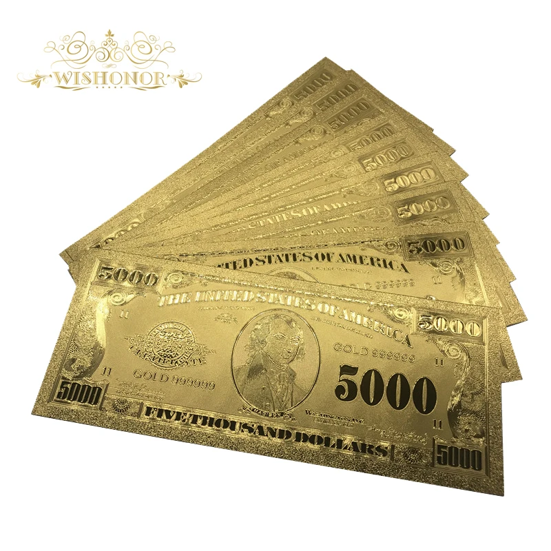 Банкноты долларовые золотые 5000 долларов США банкноты с покрытием из