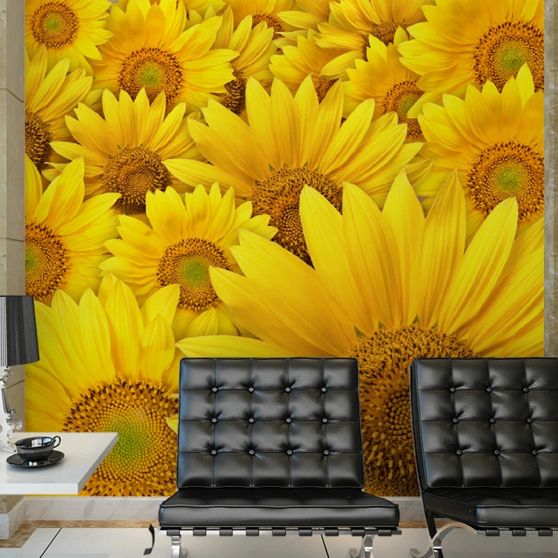 

beibehang papel de parede Modern and simple smiley sunflower mural wallpaper TV background wallpaper non-woven fabrics