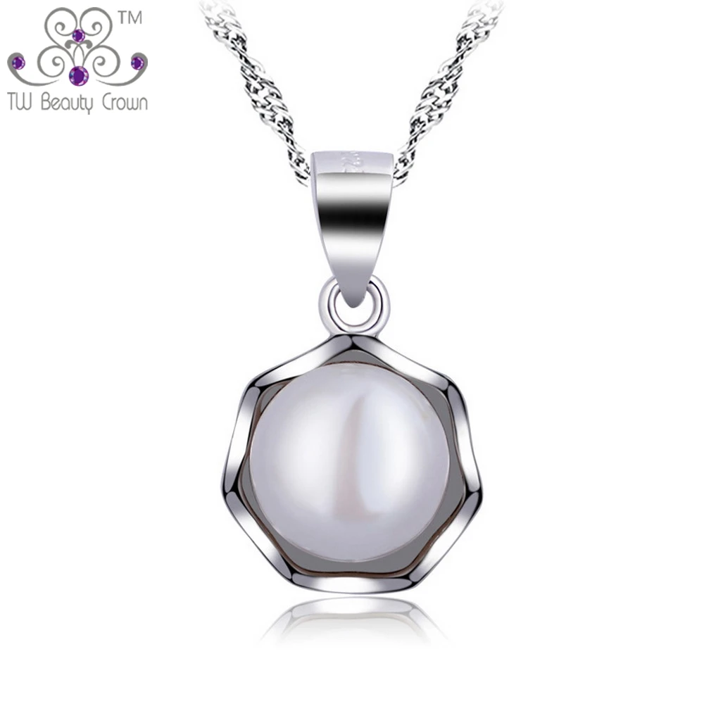 Подвеска из серебра 925 пробы с белым натуральным пресноводного жемчуга винтажное