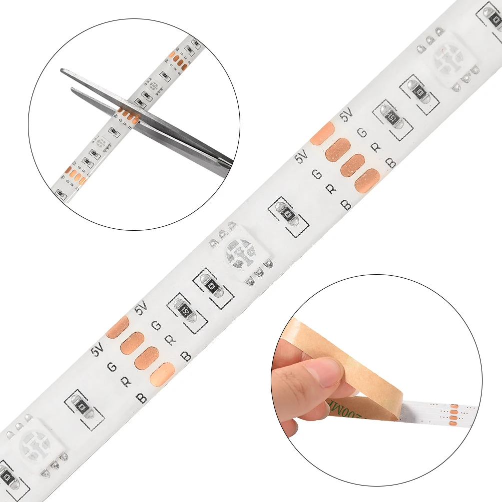 Светодиодная лента с питанием от батарейки RGB светильник гибкая светодиодная для