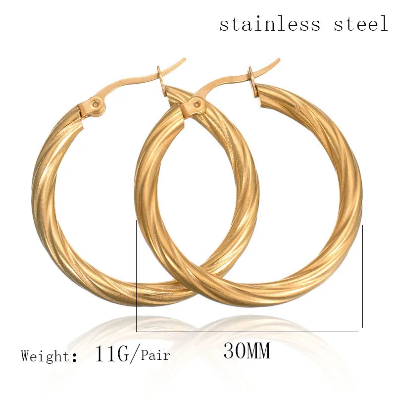 Винтажные папарацци серьги-кольца из нержавеющей стали для женщин золотого