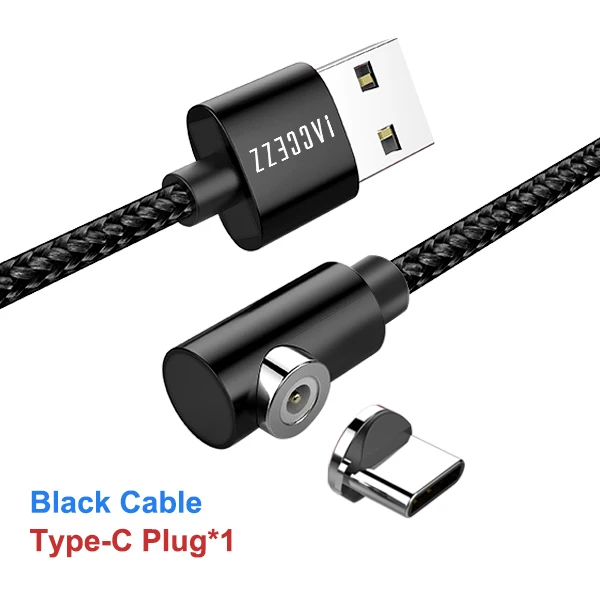 For Type-C Black ACCEZZ Магнитный usb кабель для зарядки 2 м для iPhone XS MAX XR 8 7 Plus магнитное зарядное устройство для samsung S10 S9 линия зарядки мобильного телефона - Цвет: For Type-C Black