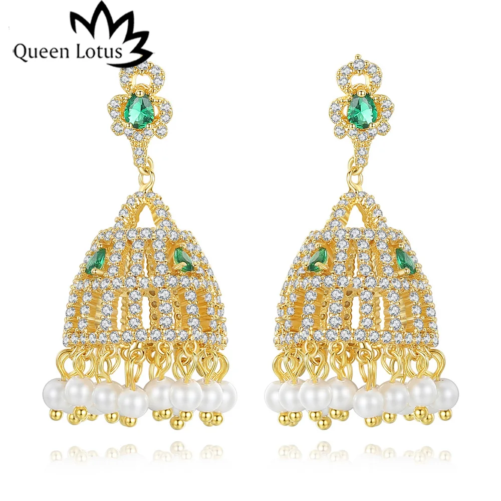 Роскошные висячие серьги Queen Lotus с кристаллами для женщин подвески в стиле