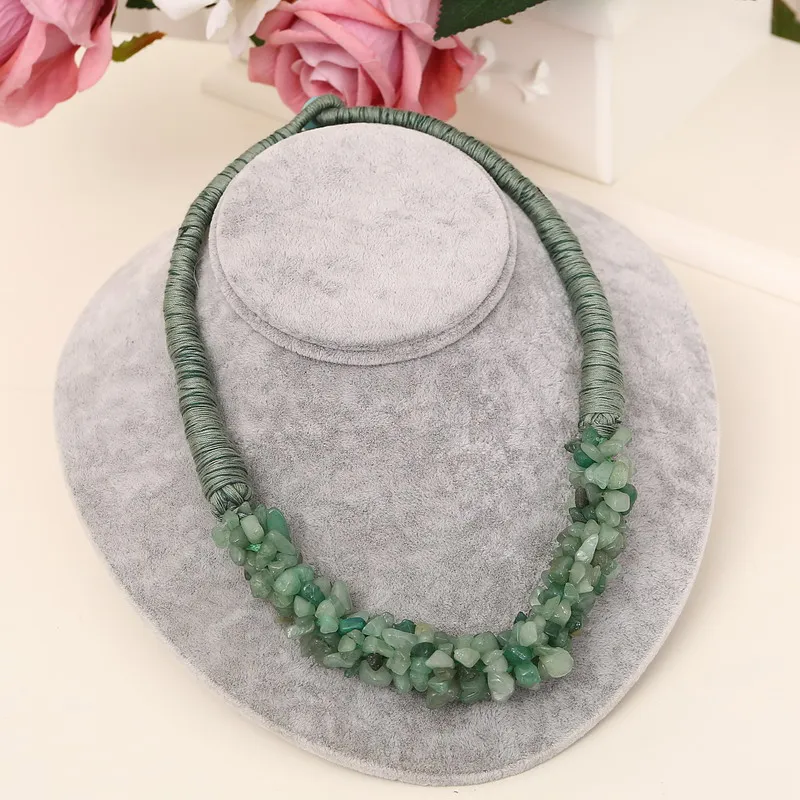 Женское Винтажное колье MINHIN зеленое ожерелье-чокер с натуральным камнем