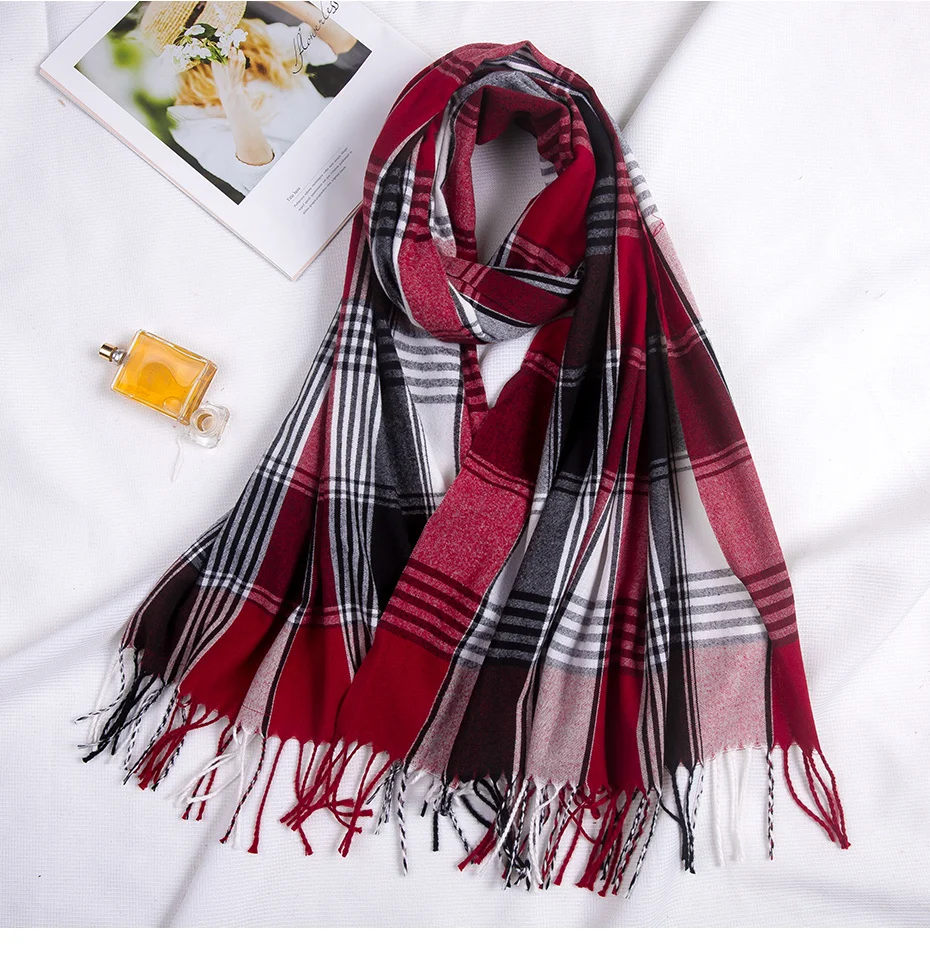 Длинный зимний кашемировый шарф женский шаль Foulard Femme Шея пашмины палантины шерсть хиджаб теплый плед одеяло женский шарф