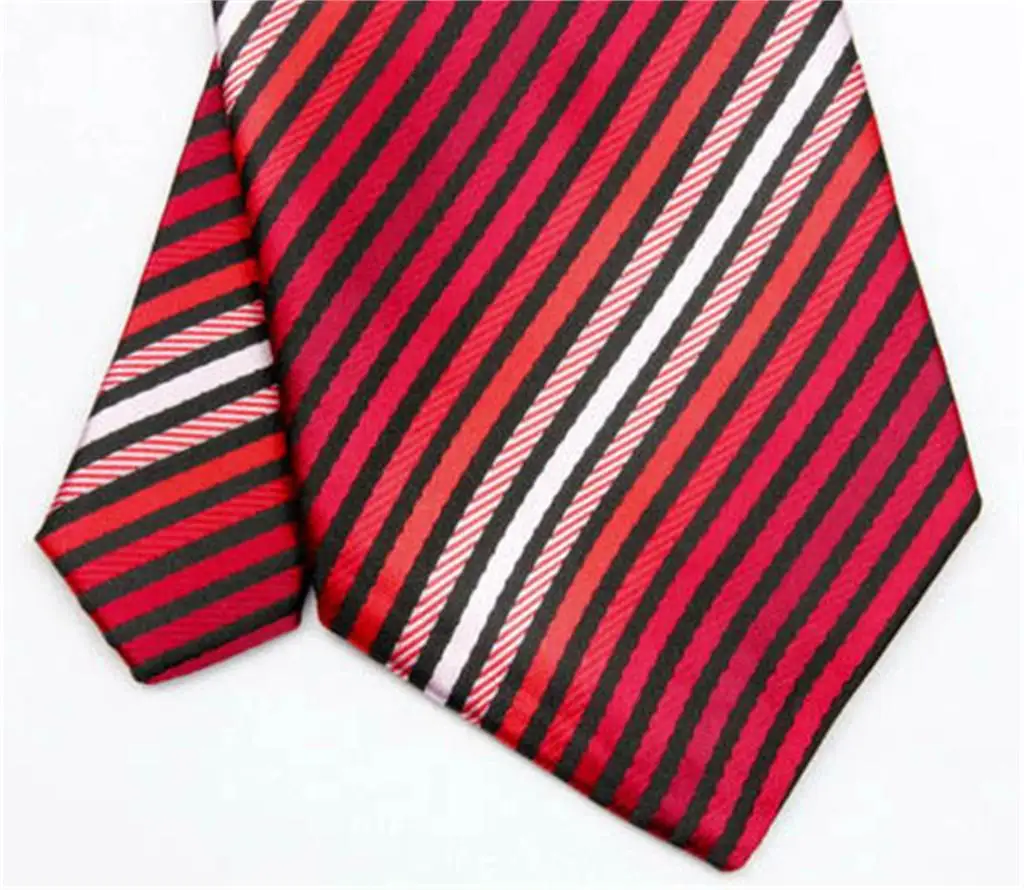 Новый стиль человек галстук 100% шелк красный черный мужчины полосатый