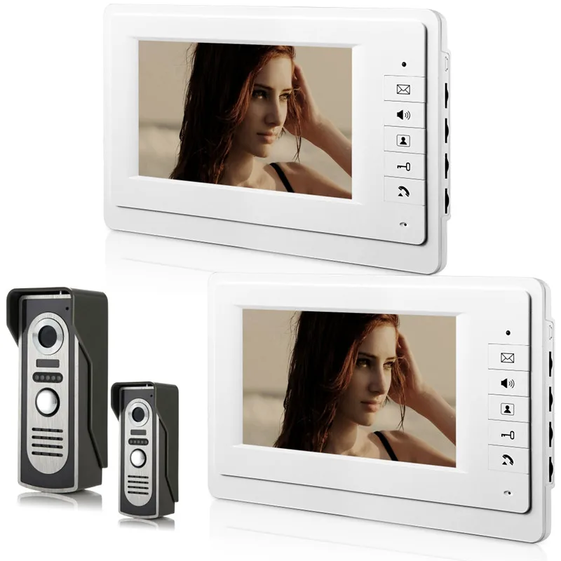 

HighQuality Professional SmartHome 7 Inch TFT LCD Screen Video Intercom Phone,Two to Two Video Doorphone Kit Configuration D221a