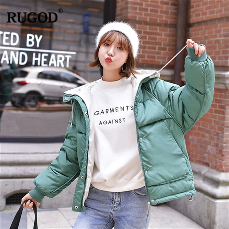 RUGOD 2019 новое осенне зимнее женское хлопчатобумажное пальто оверсайз с капюшоном