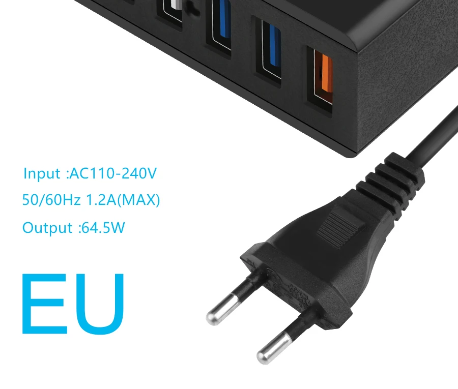 Rocketek Quick Charge 3,0 зарядное устройство 6 USB Смарт быстрое турбо мобильное зарядное устройство для iPhone7 samsung Galaxy s6 Xiaomi EU совместимый 2,0