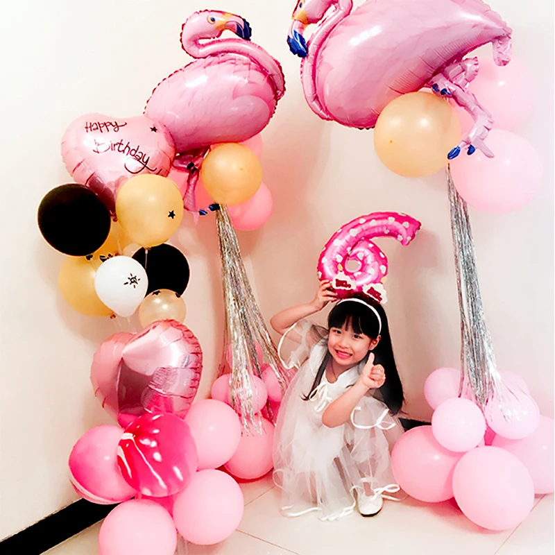 День рождения воздушный шар Фламинго фольги круглый конфетти шары украшение для