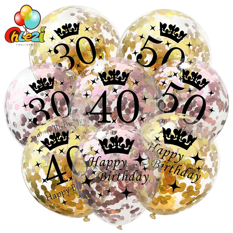 

Латексные шары с пайетками на день рождения, 5 шт., 18, 21, 30, 40, 50, 60 лет, розовое золото, серебро, конфетти, праздничный декор, Гелиевый шар для взр...