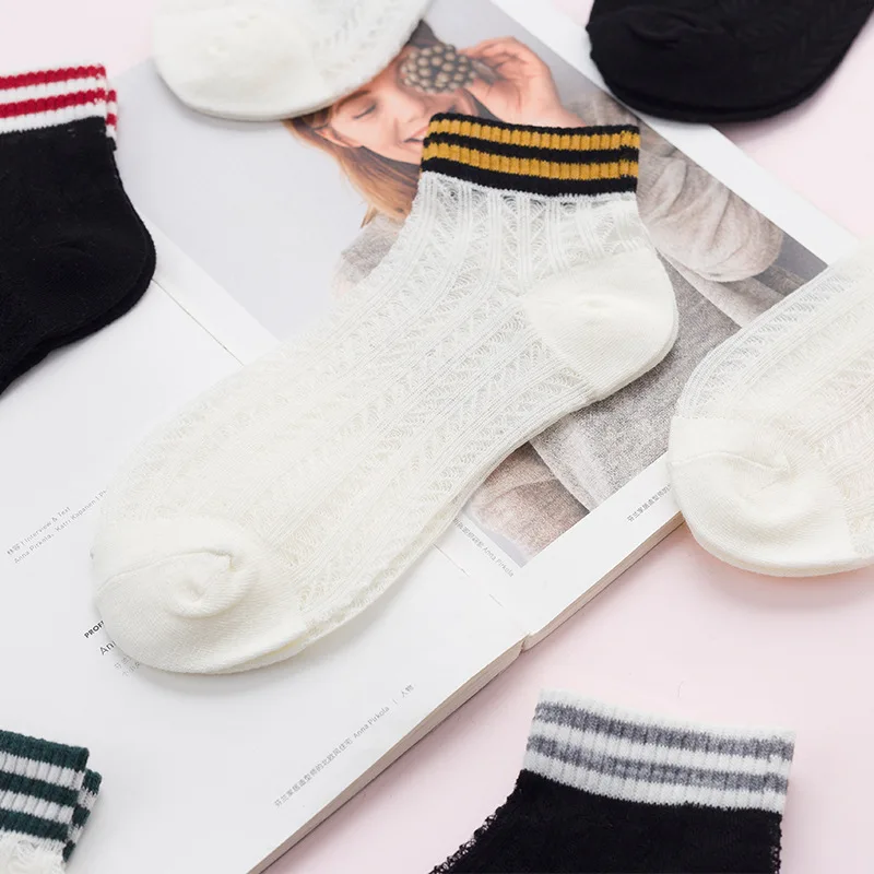 Женские Дышащие сетчатые носки [EIOISAPRA] в стиле Харадзюку черно белые полоску с