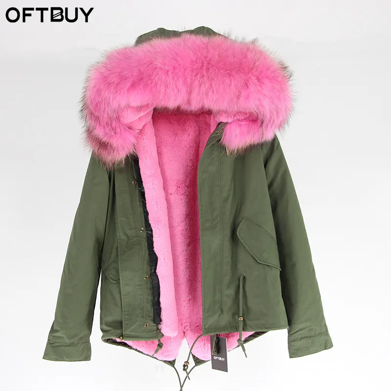 16 Бренд OFTBUY,, хаки, зеленый, зимняя куртка, пальто, женская парка, пальто с натуральным мехом, натуральный большой енотовый меховой воротник, теплая, толстая, мягкая подкладка - Цвет: 16