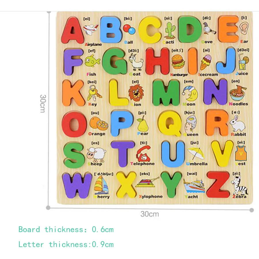 Мультфильм Алфавит Деревянные 3D головоломки Uppercase строчная буква головоломки доска изучение алфавита Tangram обучающая игрушка для детей