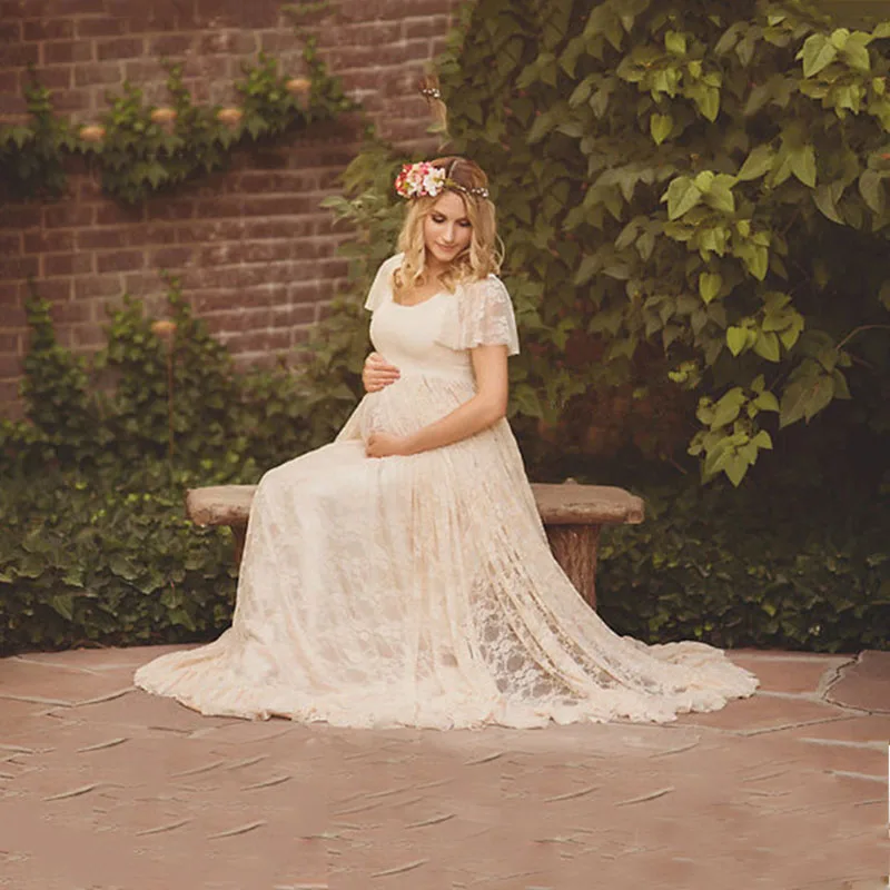 Кружевные платья для беременных женщин одежда с V-образным вырезом кружевное