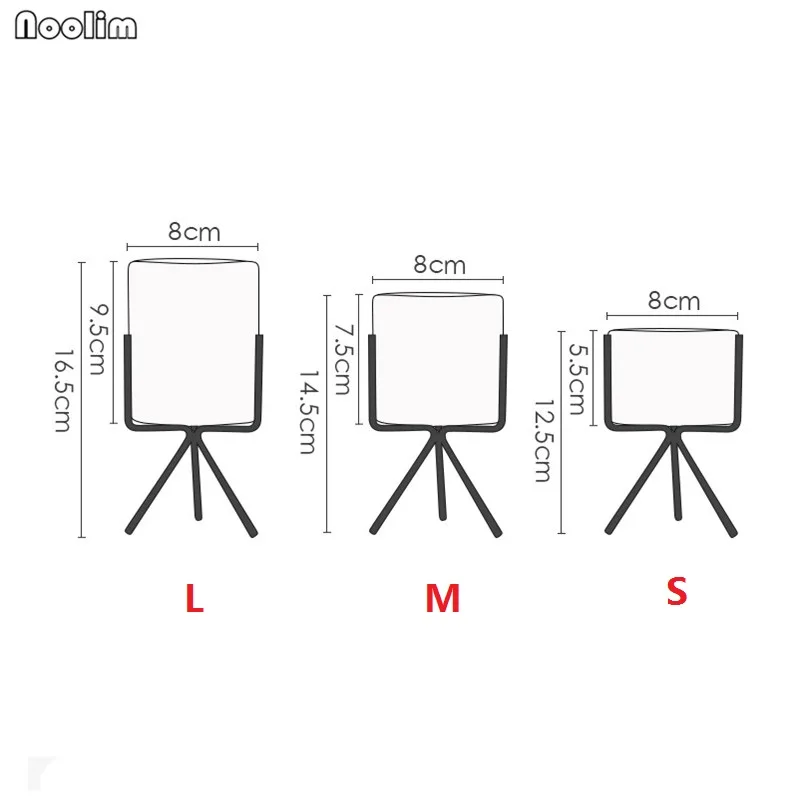 Керамическая ваза NOOLIM в скандинавском стиле с железным держателем