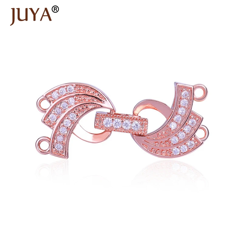 rose gold Ручной работы DIY браслет из жемчужин застежки на ожерелье микро проложить Циркон горный хрусталь застежка крючки Аксессуары для украшений - Цвет: rose gold