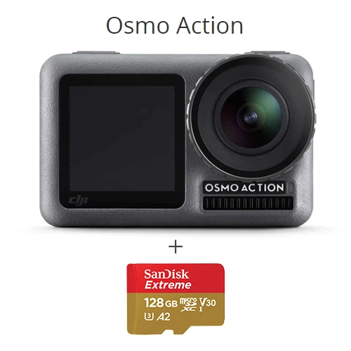 OA with 128G Card DJI Osmo экшн Спортивная камера двойной экран 4K HDR видео RockSteady 8x замедленное движение UHD качество изображения Водонепроницаемый - Цвет: OA with 128G Card
