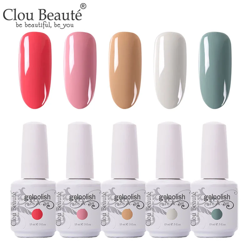 Гибридный полуперманентный Гель-лак для ногтей Clou Beaute однотонный Блестящий