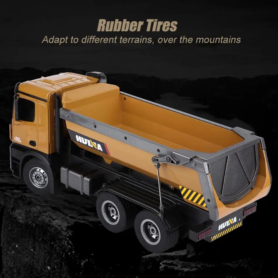 HUINA 1573 RC грузовик 2,4 GHz 1/14 10 канальный пульт дистанционного управления самосвал со светодиодный светильник Авто демонстрационный грузовик игрушки для детей