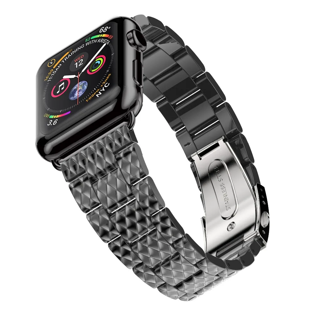 Роскошный ремешок для Apple watch 4 44 мм 40 мм iwatch band 42 мм 38 мм браслет из нержавеющей стали ремешок для Apple watch 3 2 1 42/38 мм