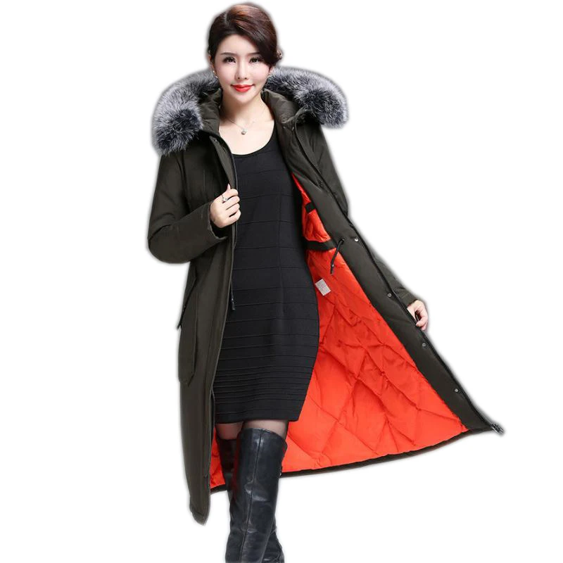 Free shipping 2018 winter's new women's wear down to the knee long hair collar and thick warm coat | Женская одежда