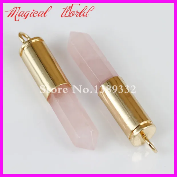 2Pc Nature Crystal Gems Point Bullet Pendant Hexagon Quartz Druzy Real Casing | Украшения и аксессуары