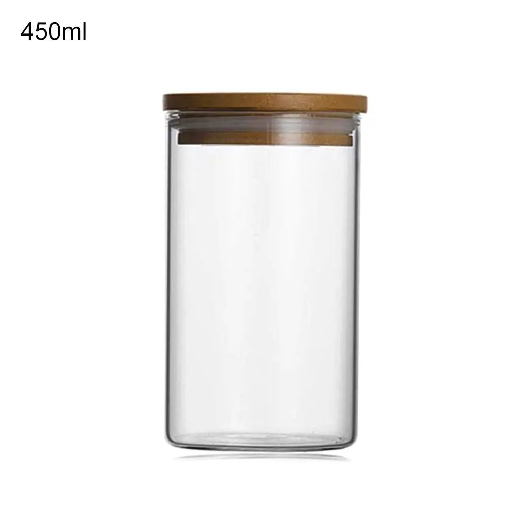450ml Стекло банку с бамбуковой крышкой Еда сохранение конфеты Спитой чай хранения Контейнер для бутылок банок герметизация банки с закручивающейся крышкой Кухня аксессуары - Цвет: 450ml
