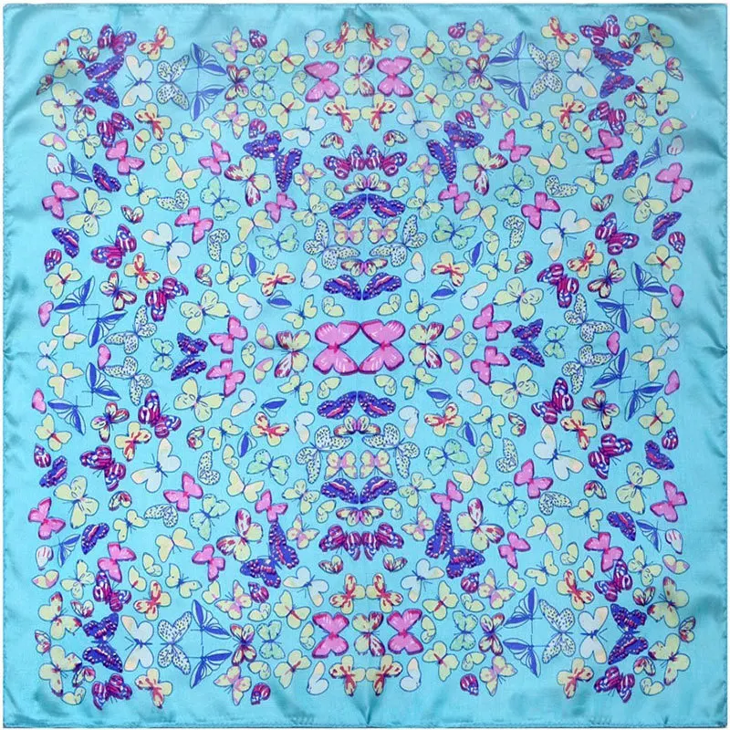 Natural Silk Scarf Women Bandana Female Butterfly Hair for Headband Fashion Women's Square Cool Head |