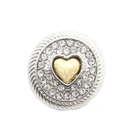 hot selling 10pcslot metal heart crystal round snap button charms fit 18mm ginger snap buttons bracelets necklace diy jewelry
