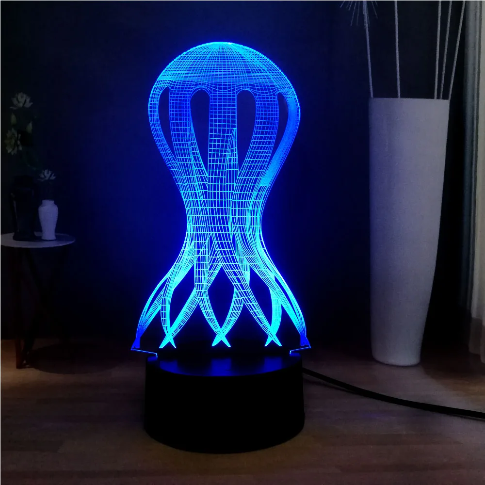 Забавный акриловый 3D геометрический Devilfish форма RGB Иллюзия светодиодный DEC