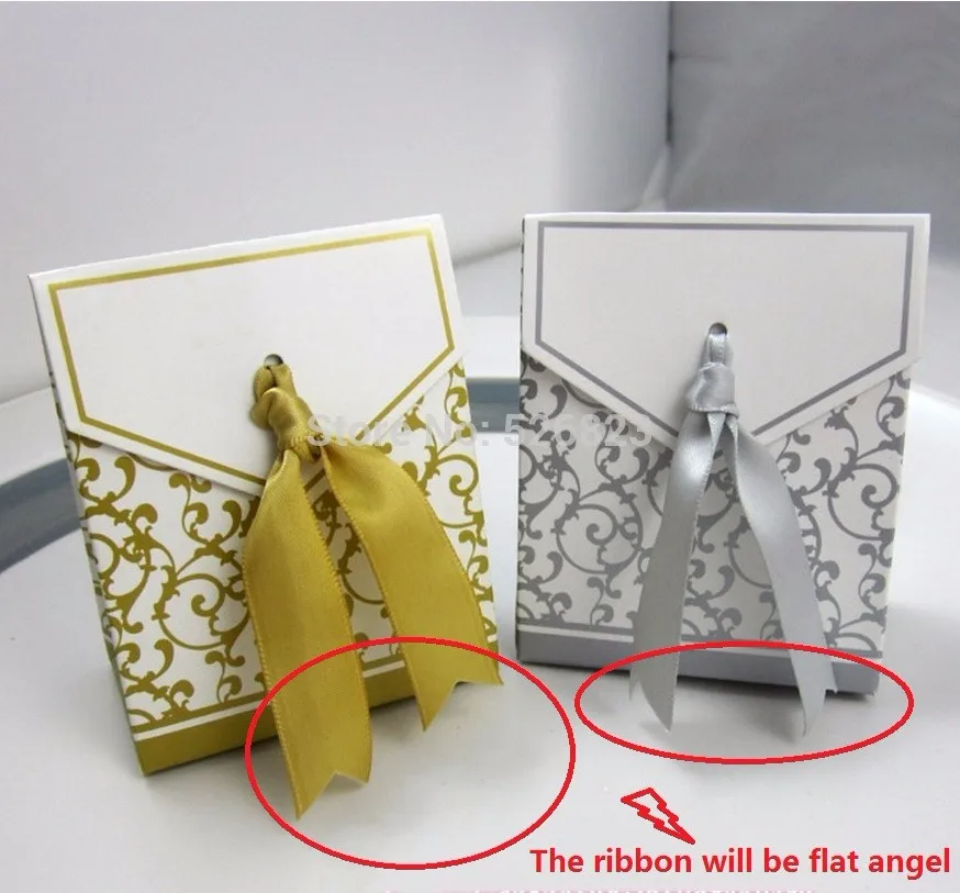 Винтажная Золотая Серебряная коробка конфет с лентой для свадьбы/свадьбы casamento