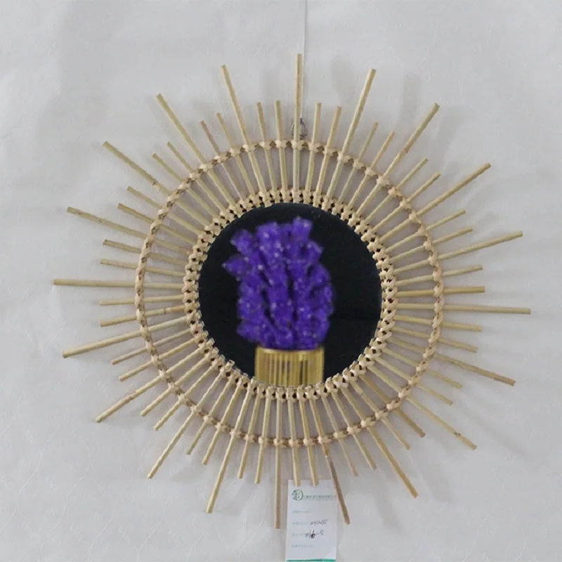 Французский 50s бамбуковая зеркало boho sunburst косметическое зеркало серебристое starburst для настенного зеркала винтажный художественный Декор для дома - Цвет: A1