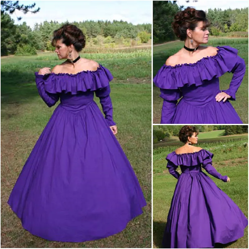 

HIstory!Customer-made Victorian dress 1860s Civil war Dress Scarlett Theater Costume Halloween Renaissance Dress V-479