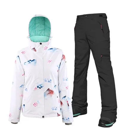 Jacket Pants Black Новинка, зимний лыжный костюм, Женское пальто для катания на лыжах, комплекты для сноуборда, куртка для сноуборда и штаны, уличная спортивная одежда для пешего туризма, катания на лыжах, кемпинга - Цвет: Jacket Pants Black