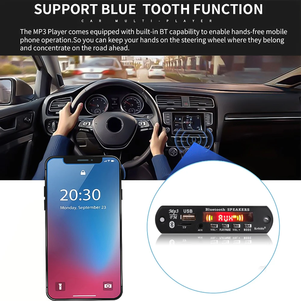 Автомобильный Bluetooth mp3-декодер Kebidu 5 В плата WAV WMA mp3-плеер с цветным экраном громкой