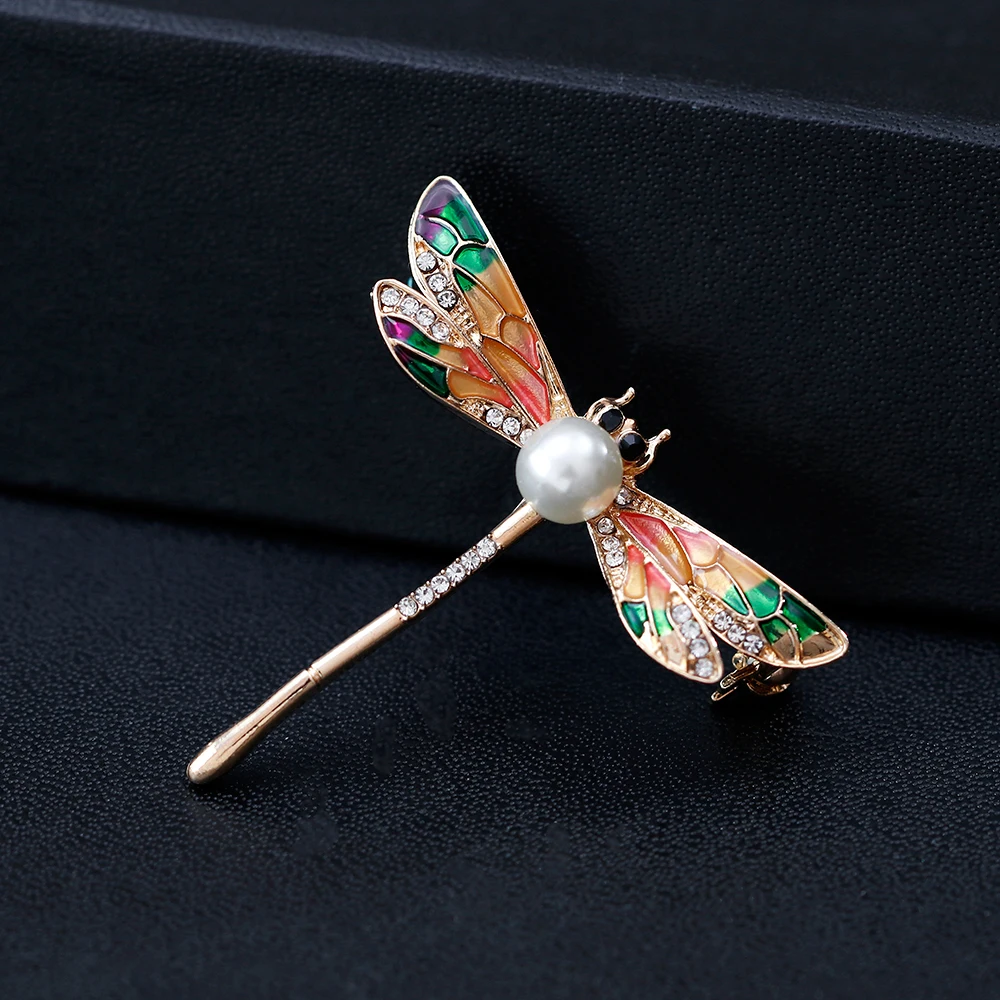 Fashion Cute Enamel Dragonfly Pin And Brooch Vintage Metal Rhinestone For Women Kid Clip Scarf Badges Jewelry | Украшения и