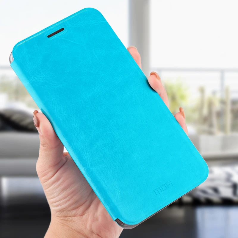Для Xiaomi pocophone F1 случае mofi флип чехол для pocophone F1 высокое качество роскошные кожаный чехол подставка для Xiaomi pocophone F1 - Цвет: Небесно-голубой