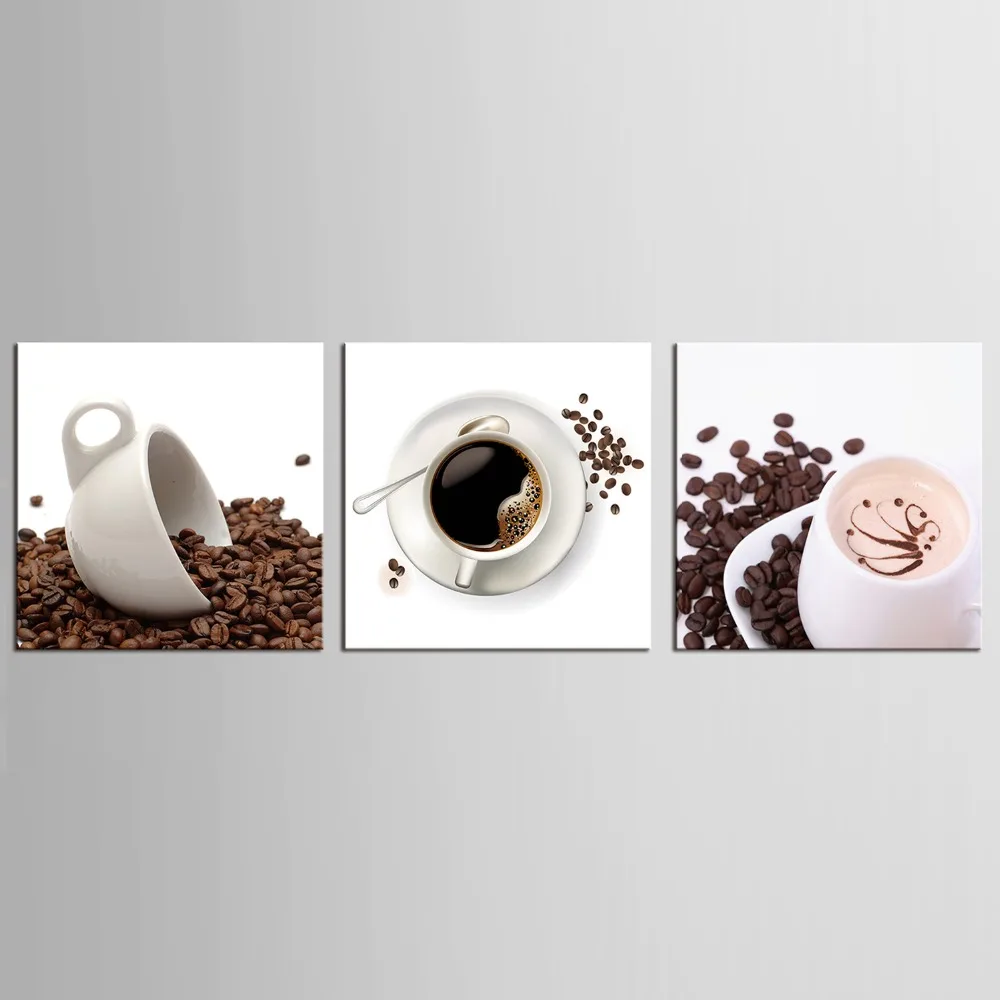 3 панели Холст Искусство Кофе Кухня Современная Абстрактная живопись настенные