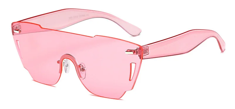 Pink Tint SHAUNA, новинка, карамельный цвет, интегрированные линзы, женские солнцезащитные очки Cateye, украшение ногтей, мужские очки без оправы, розовые линзы - Цвет линз: Pink Tint