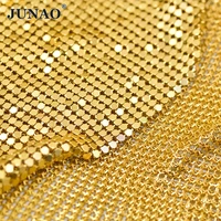junao 45x150cm gold silver black aluminium mesh fabric sewing metal trim rhinestones sheet for diy bra camisole kendall dress