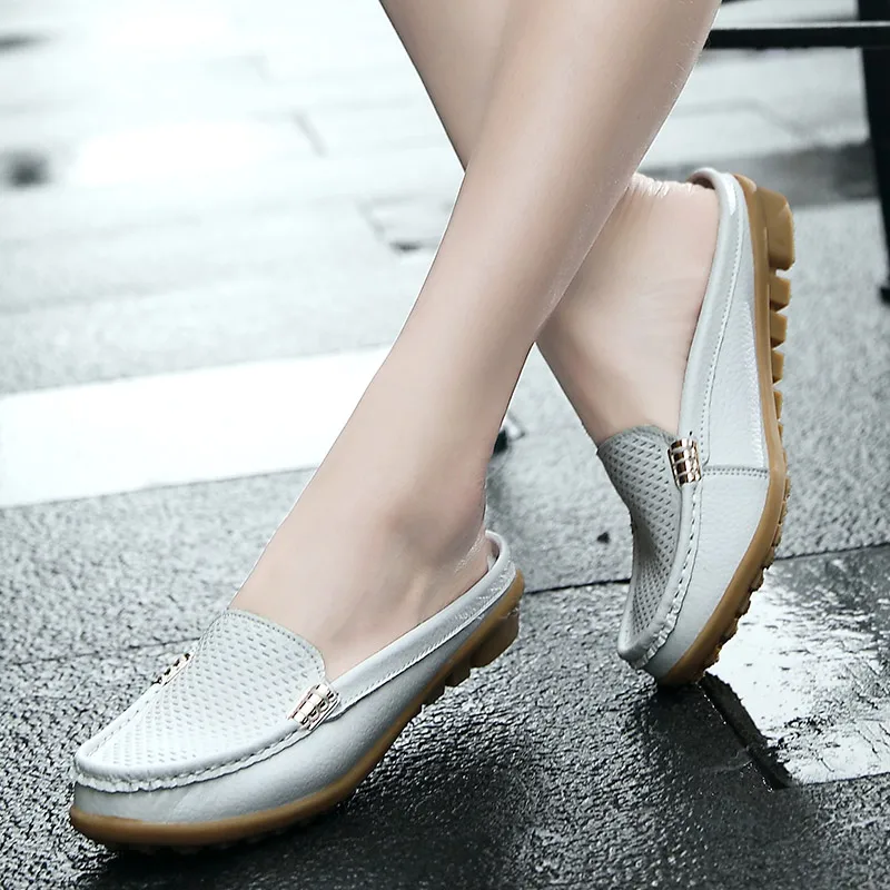 BeckyWalk/Женская обувь; сезон лето; женские босоножки из натуральной кожи с закрытым носком на плоской подошве; модная женская обувь с вырезами; WSH2680