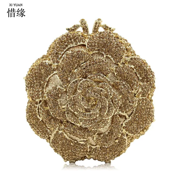 Бренд XIYUAN 2018 новый стиль женский клатч с кристаллами синего цвета розовое золото