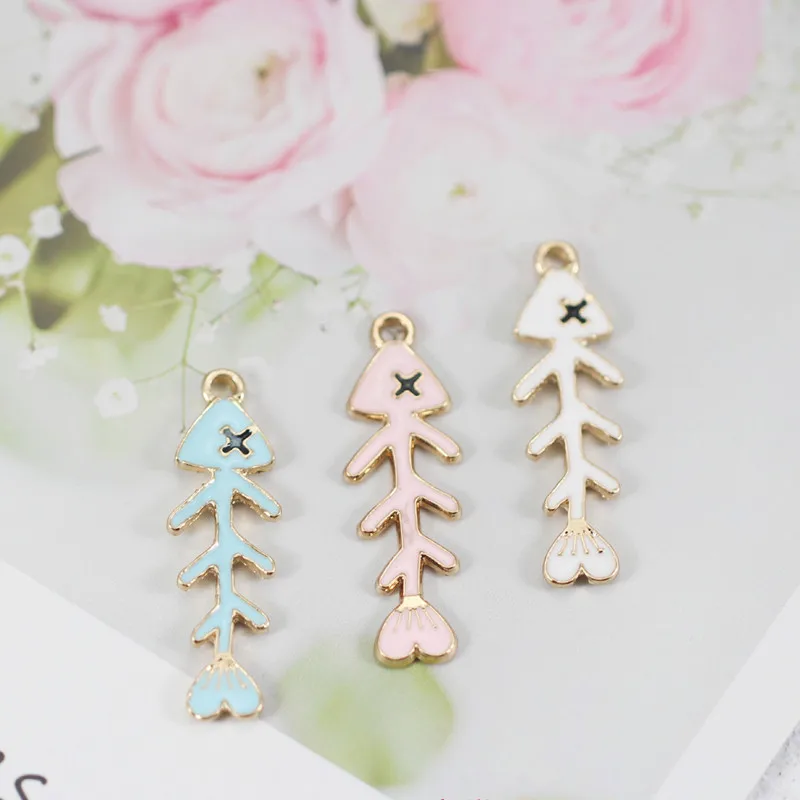 10pcs 11*35mm Cat fish bones Enamel Charms Pendant fit bracelet DIY Fashion Jewelry Accessories | Украшения и аксессуары