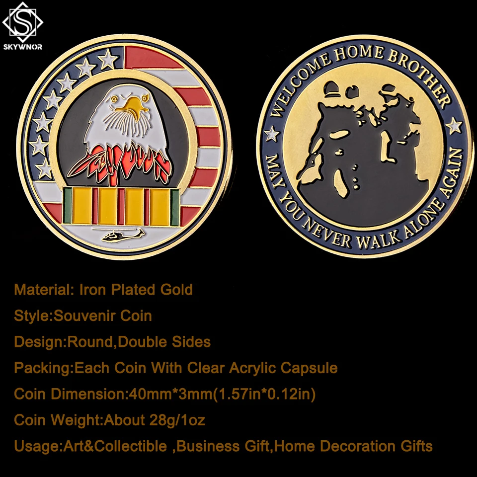 5 шт./лот Америка Добро пожаловать домой брат Золотой/Серебряный Орл свобода