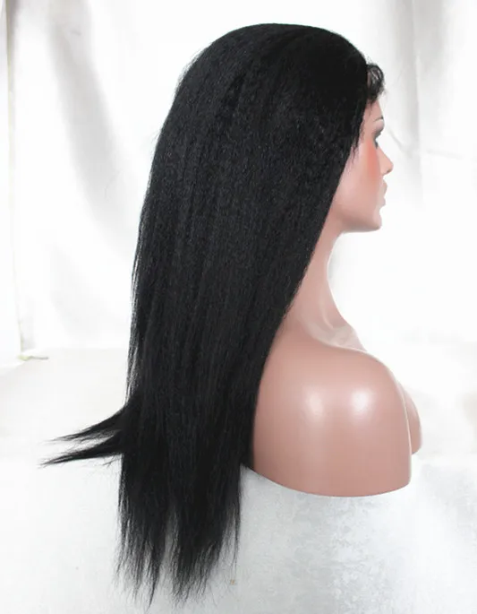 Beautiful Kinky Straight 1B# Color 10-24&quot Indian Remy Hair Lace Front Wigs For African Americans |